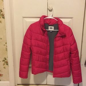 Pink puffy coat! 🌺